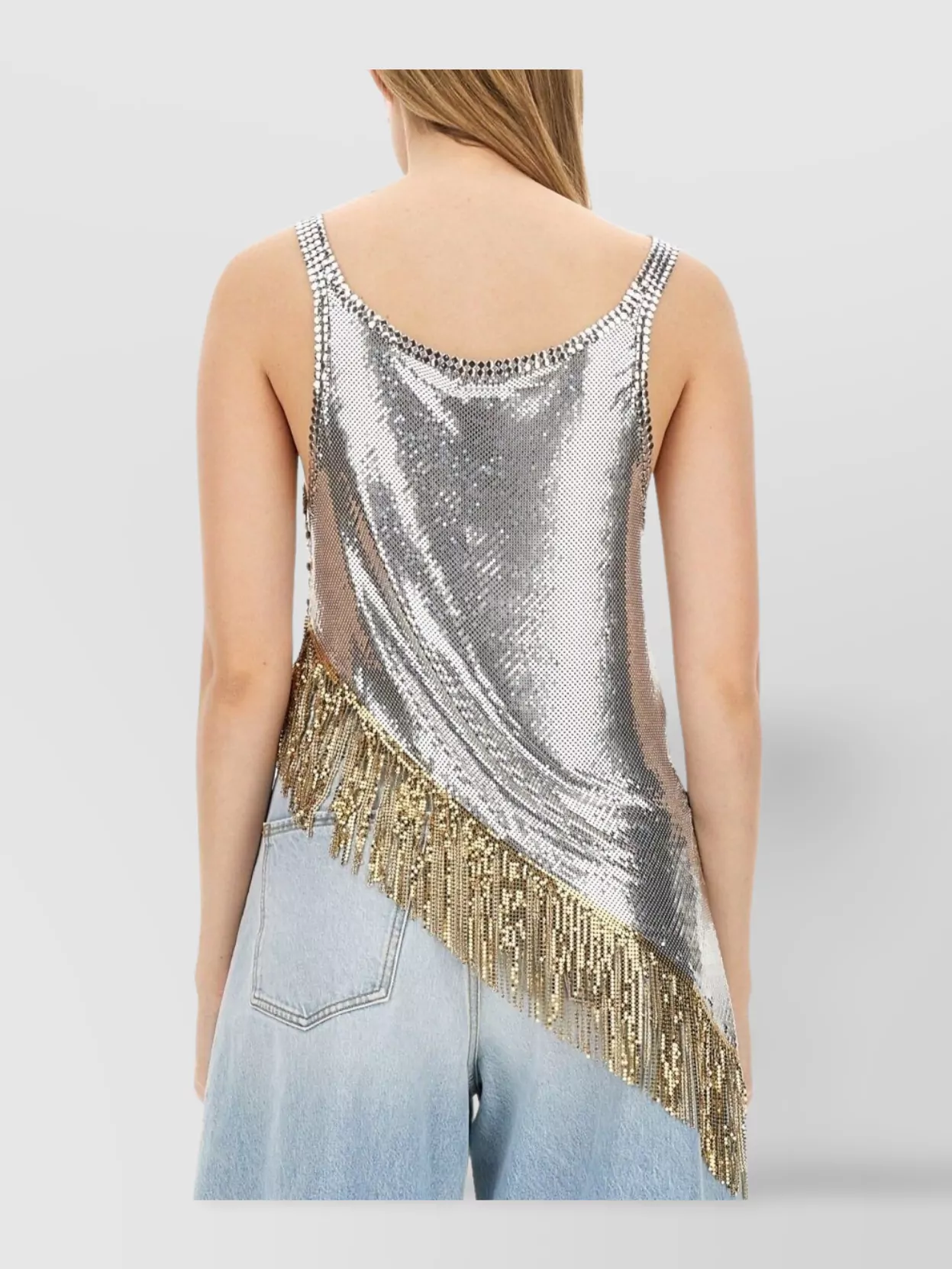 Rabanne Metallic Top With Fringe Detail