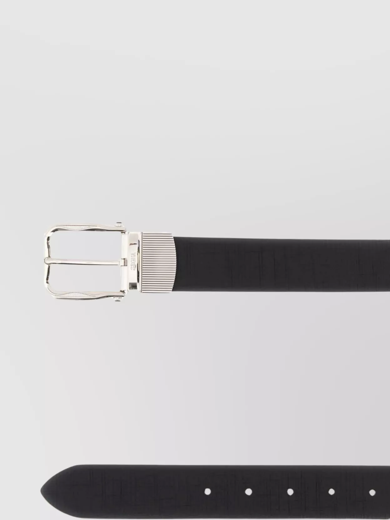 Zegna Adjustable Reversible Leather Belt With Textured Finish In Black