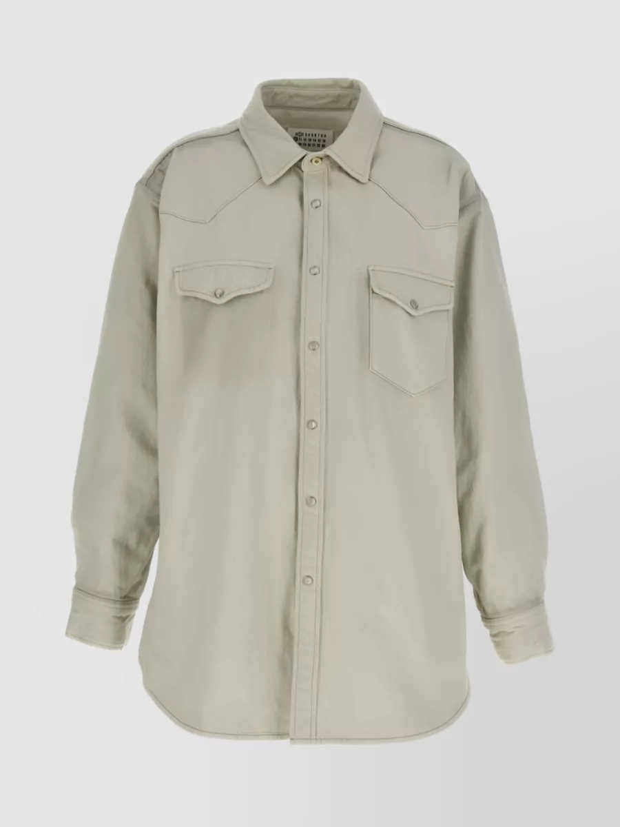 Shop Maison Margiela Cotton Stitched Collar Jacket In Grey