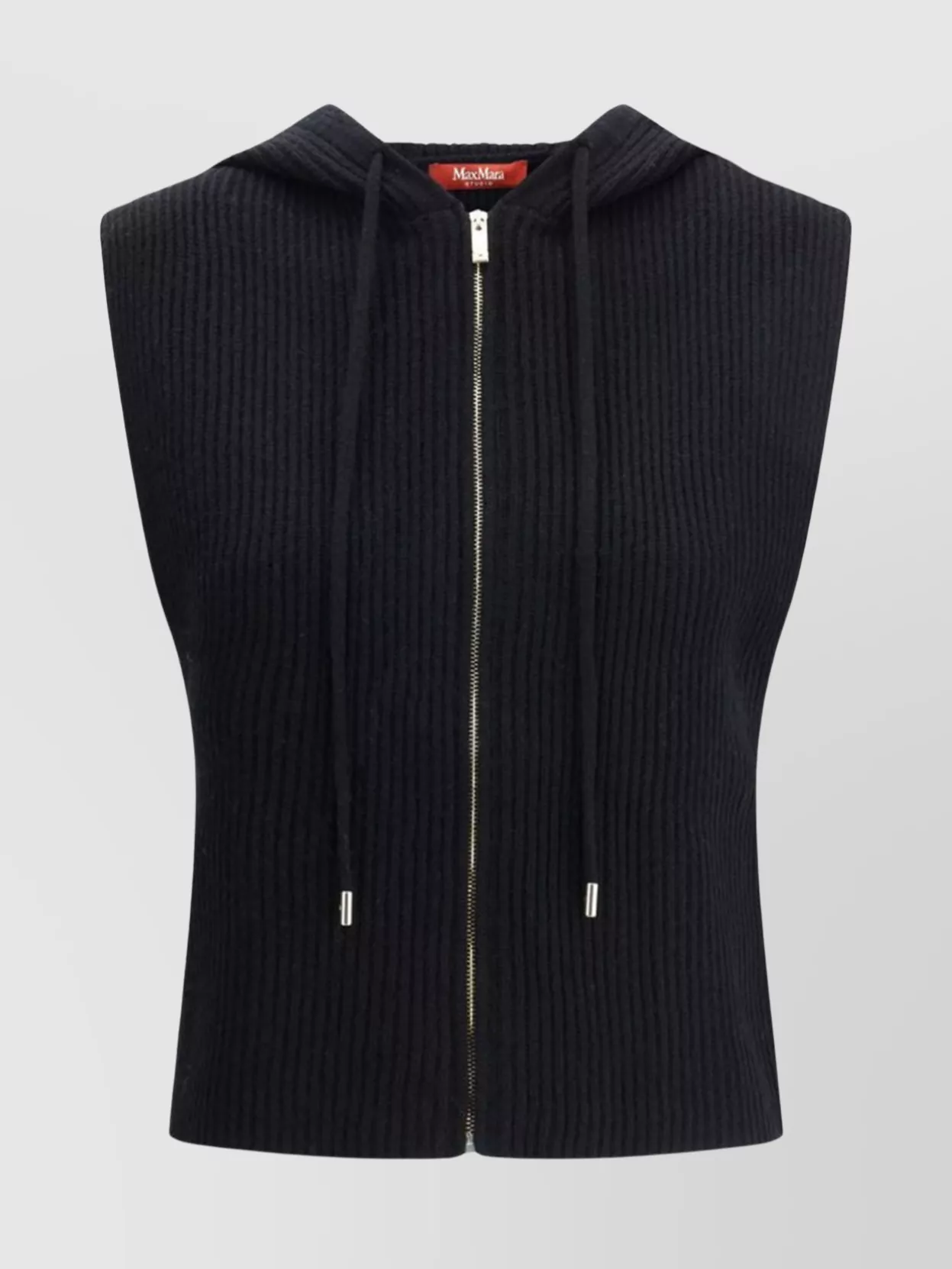 S Max Mara Cashmere Wool Sleeveless Hooded Vest