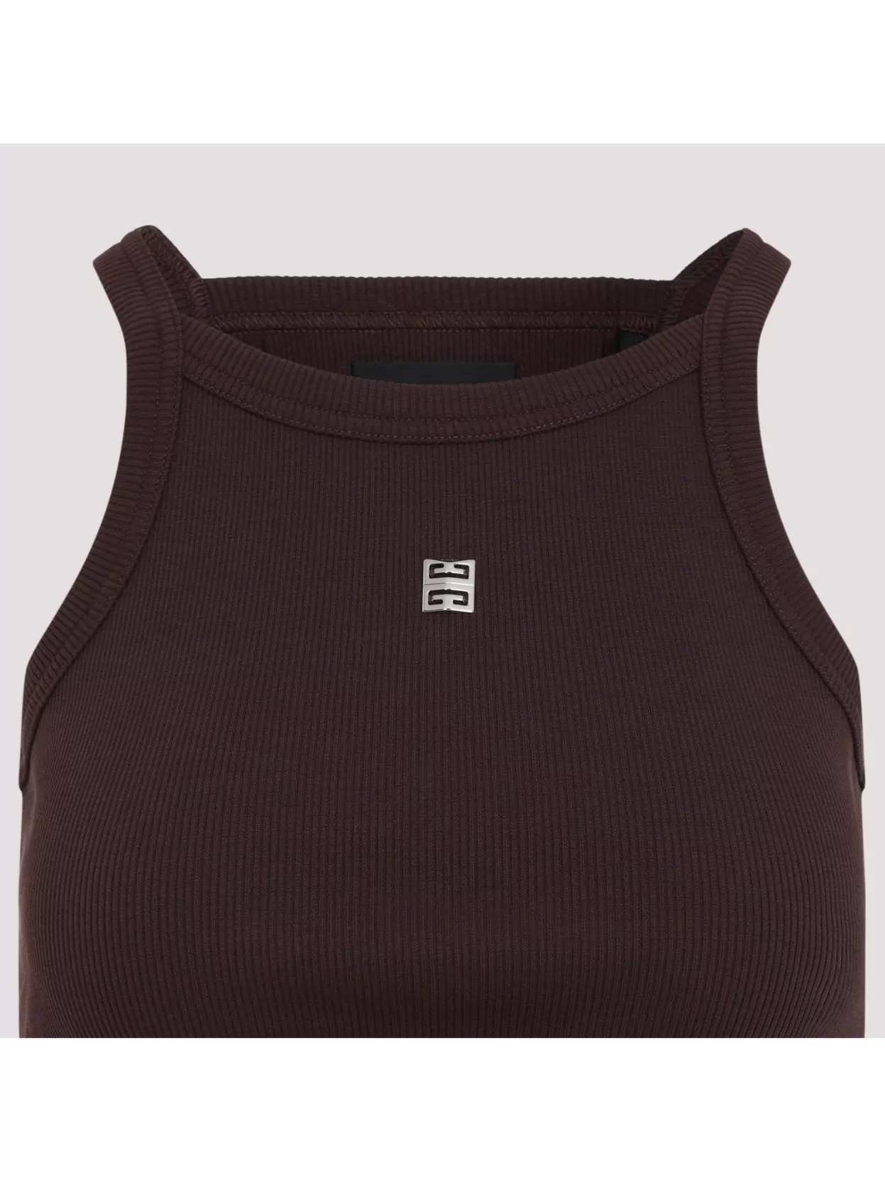 Givenchy 4g Logo Ribbed Crop Tank Top In Brown