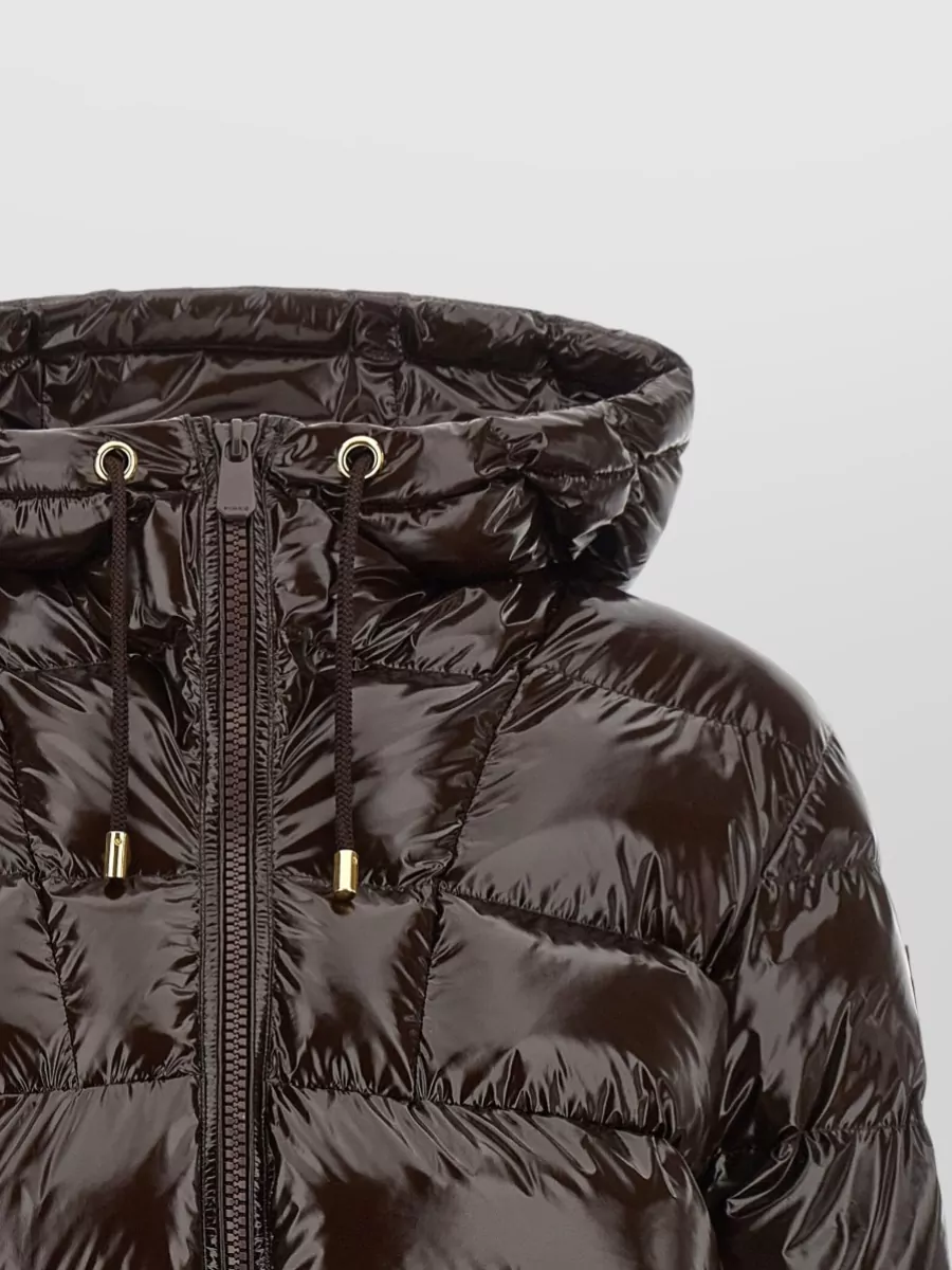 Pinko Glossy Quilted Hooded Down Jacket