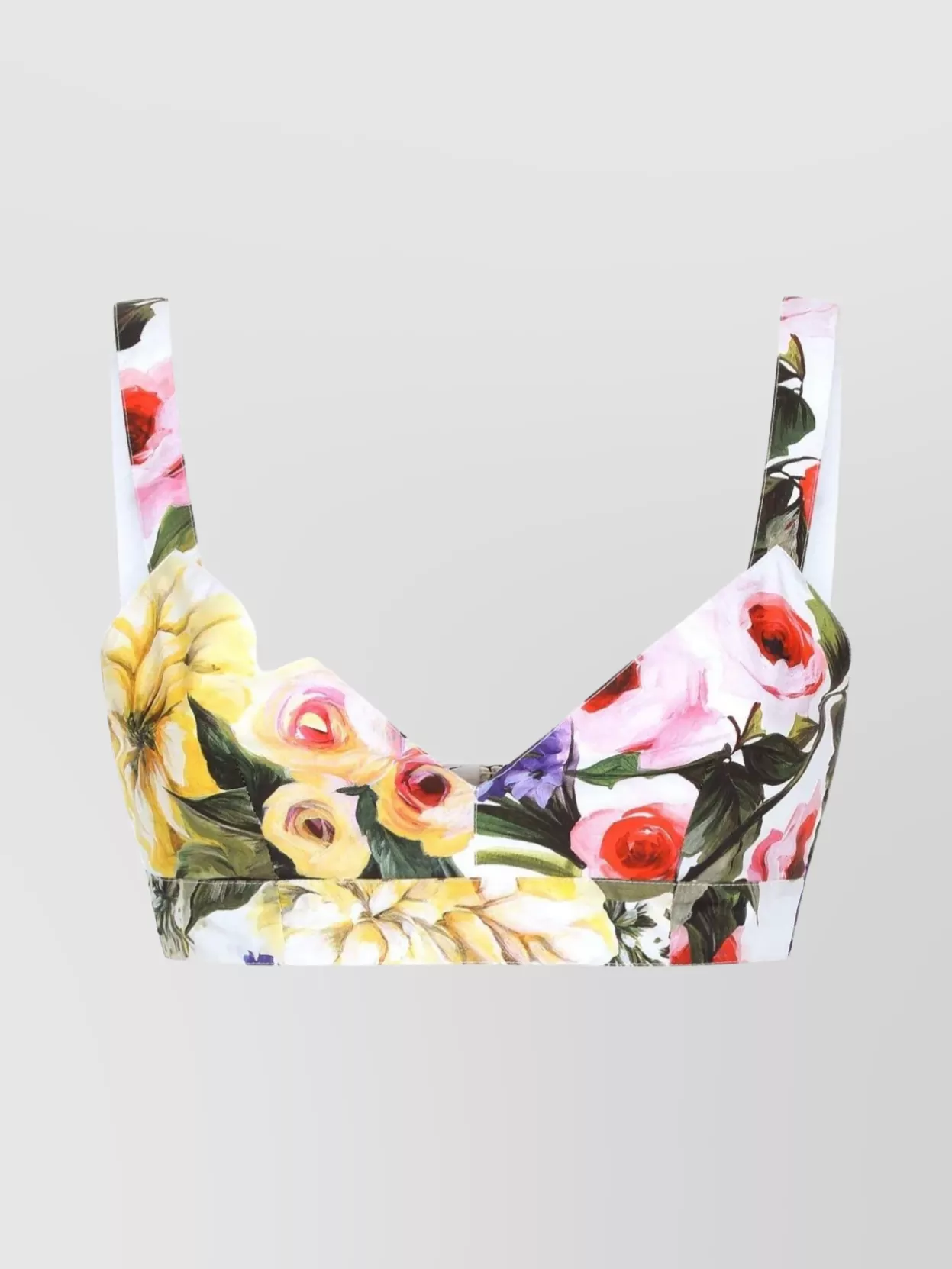 Shop Dolce & Gabbana Floral V-neck Sleeveless Crop Top