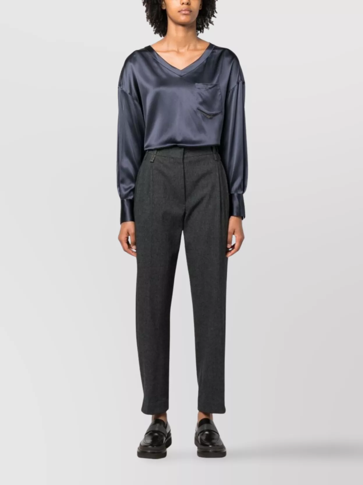 Brunello Cucinelli Tailored Trousers With Belt Loops And Pleated Front In Gray