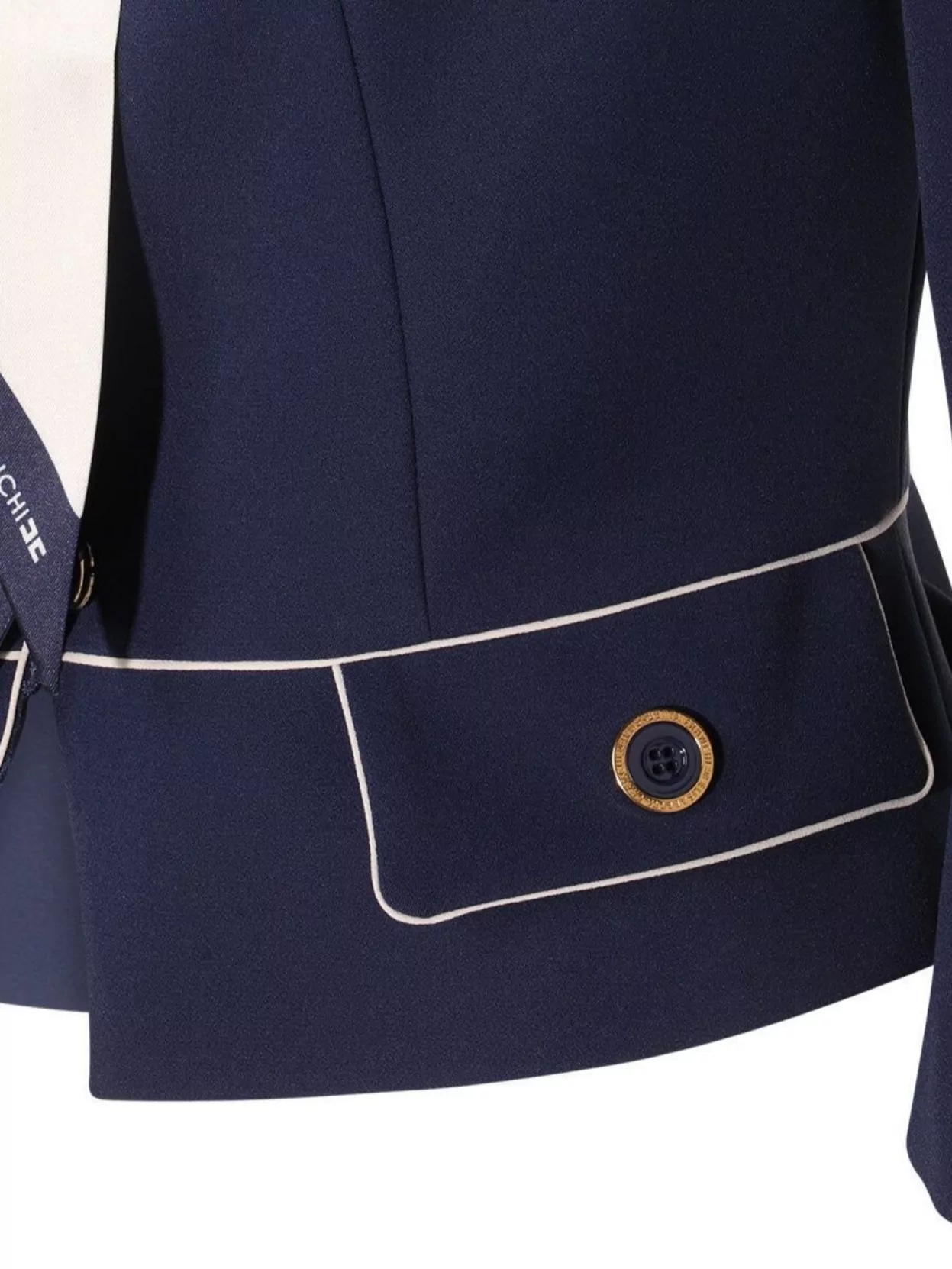 Elisabetta Franchi Tailored Jacket With High Collar And Flap Pockets In Blue
