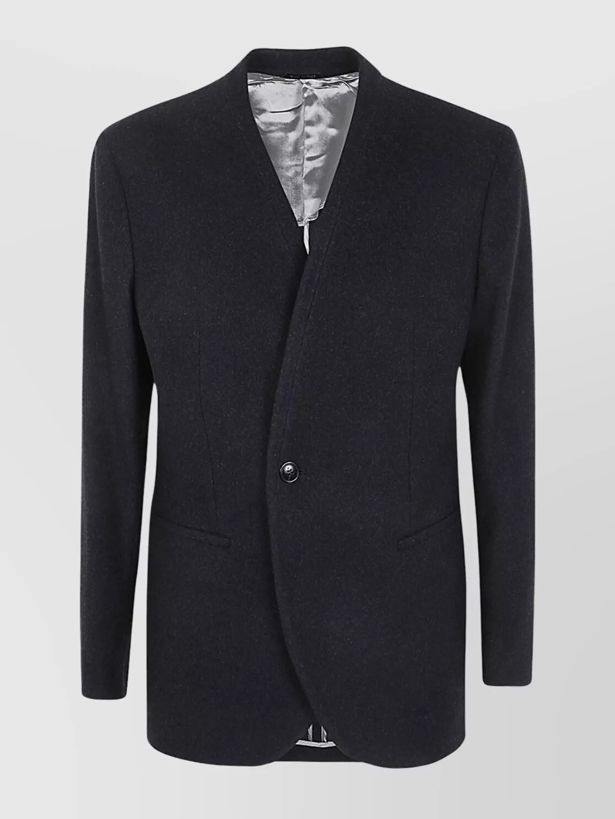 Giorgio Armani Tailored Suit Jacket With Notched Lapel And Back Vent In Black