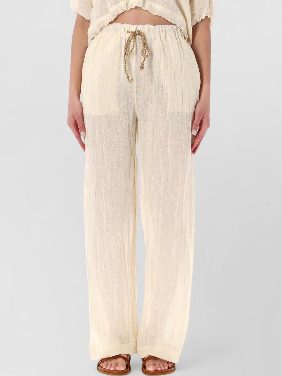120% Lino Crinkled wide-leg linen trousers