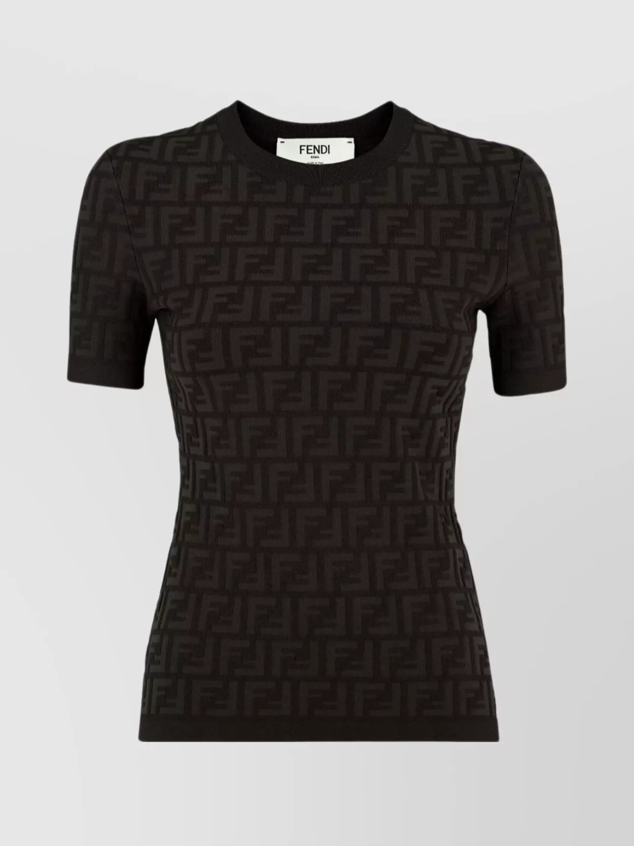 Shop Fendi Crew-neck Short Sleeves Fitted Ff Motif Sweater