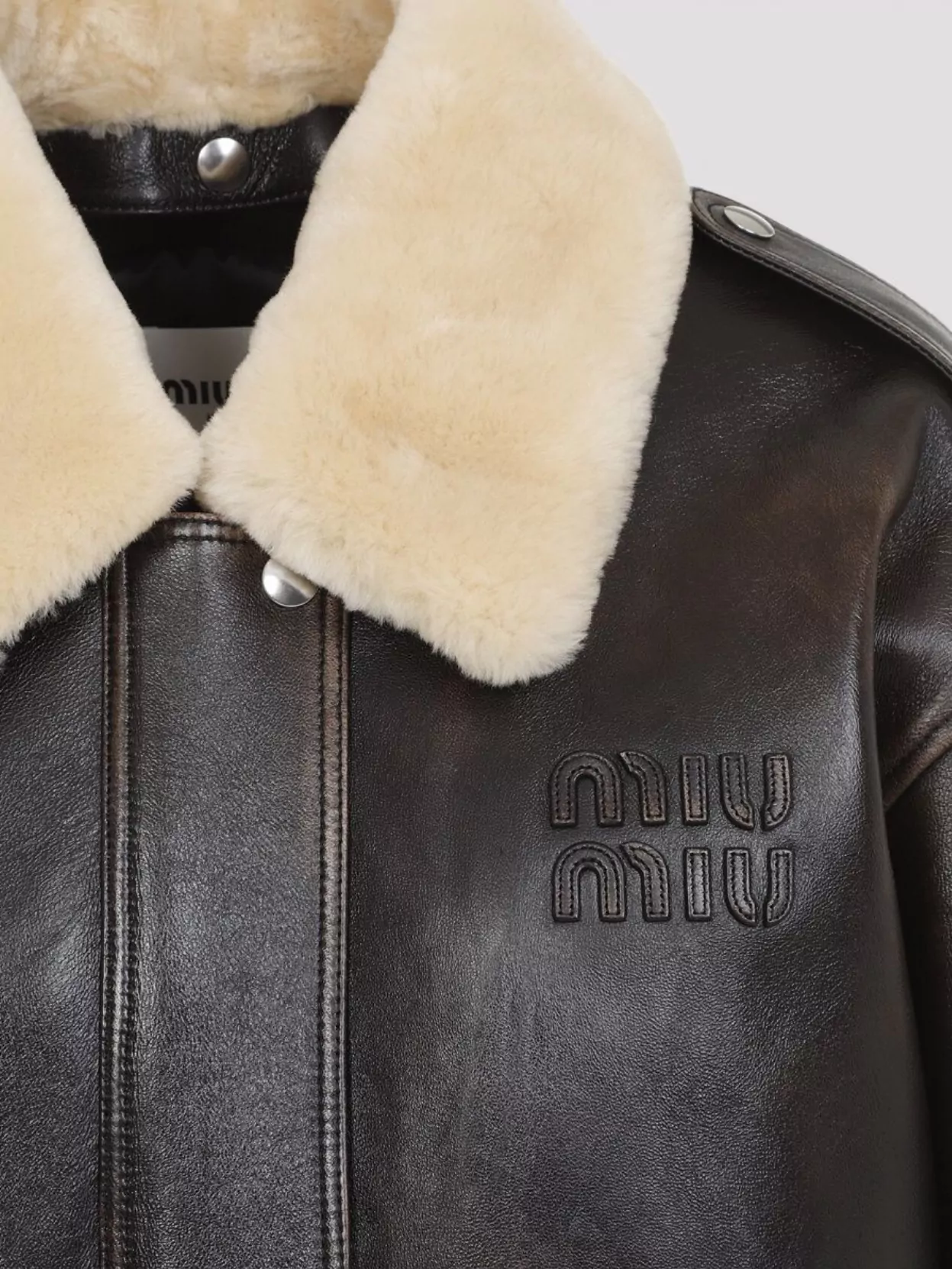 Miu Miu Fur Collar Lamb Leather Jacket