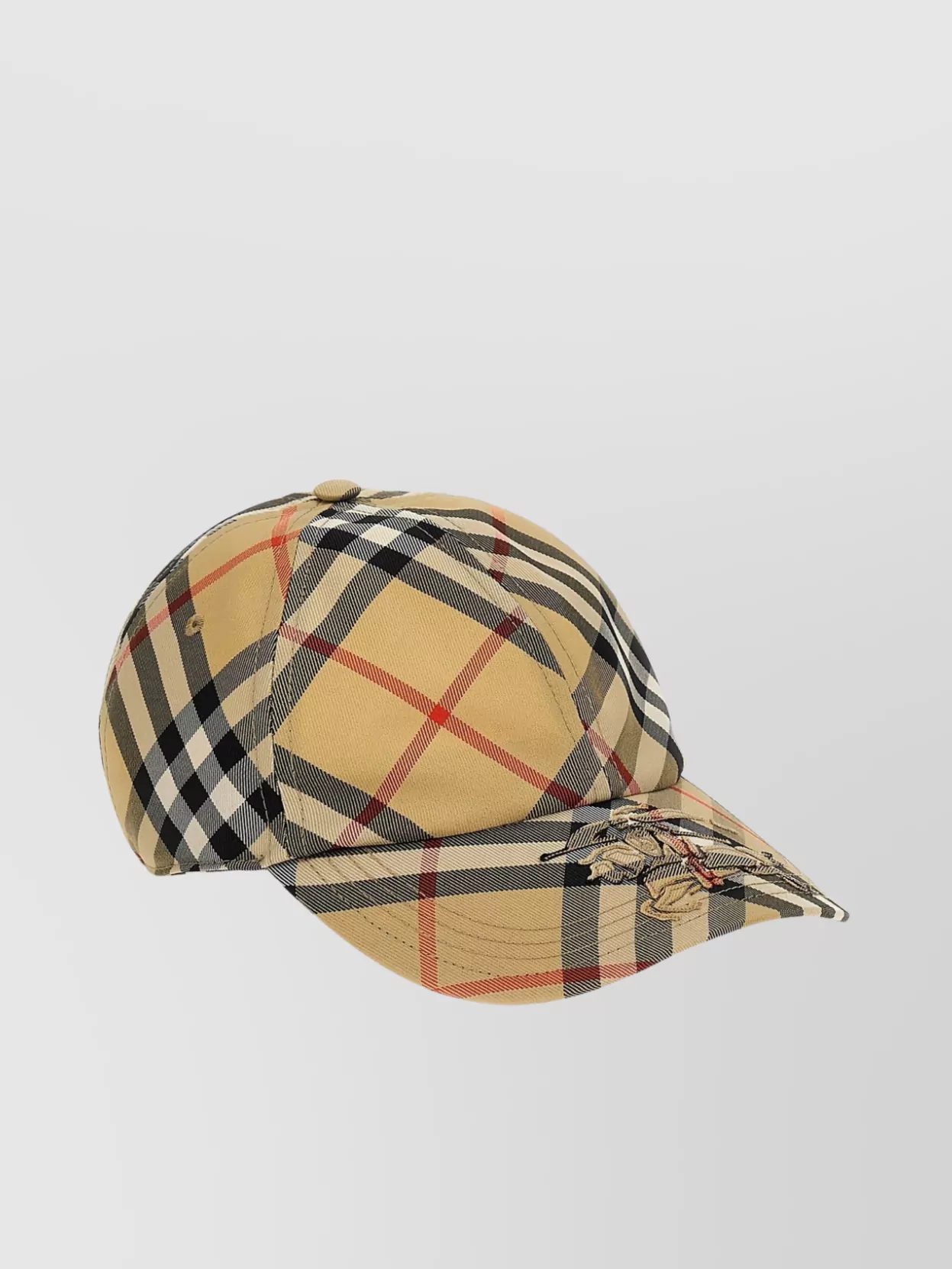 Burberry Check Pattern Logo Cap With Curved Brim