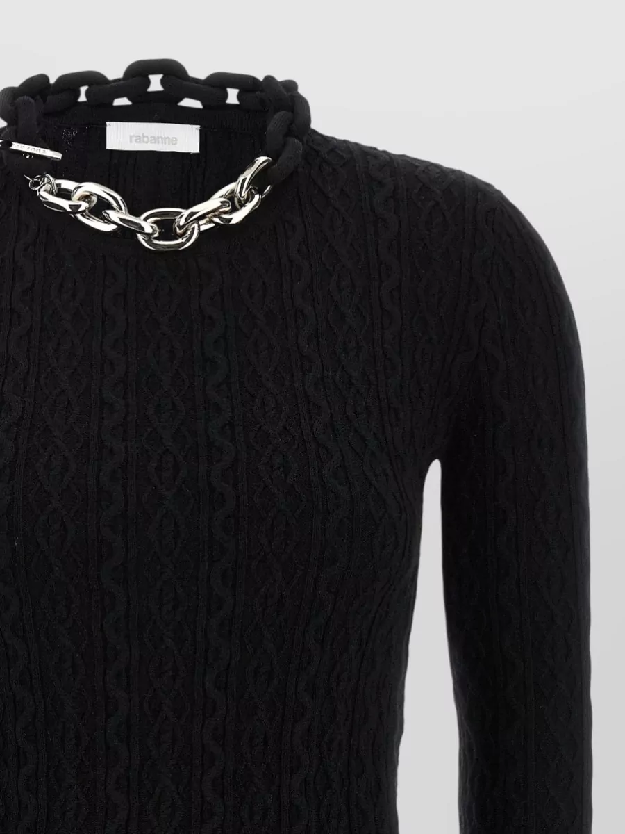 Paco Rabanne Ribbed Wool Cashmere Crew Neck Sweater