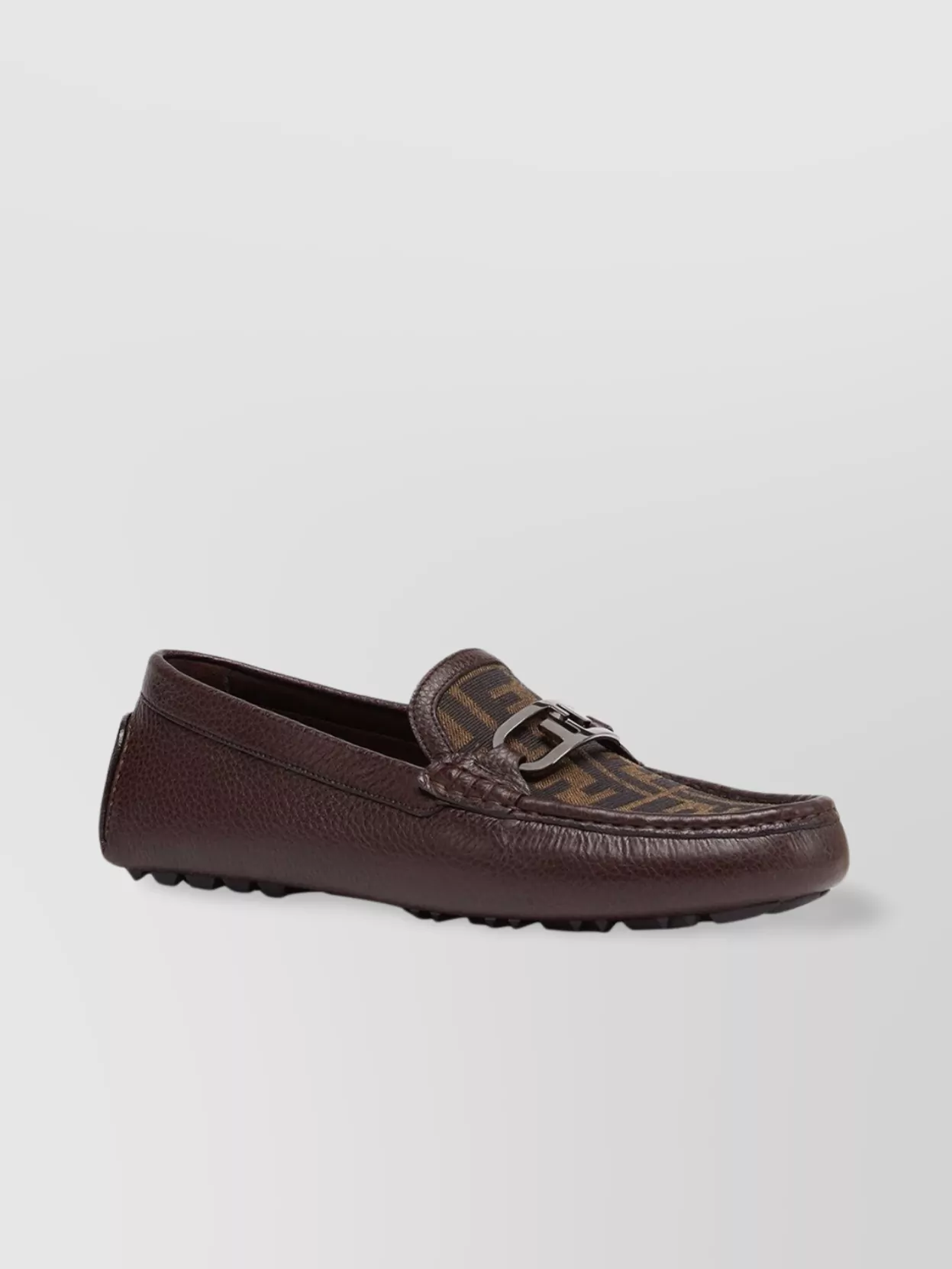Shop Fendi Jacquard Apron Leather Loafers