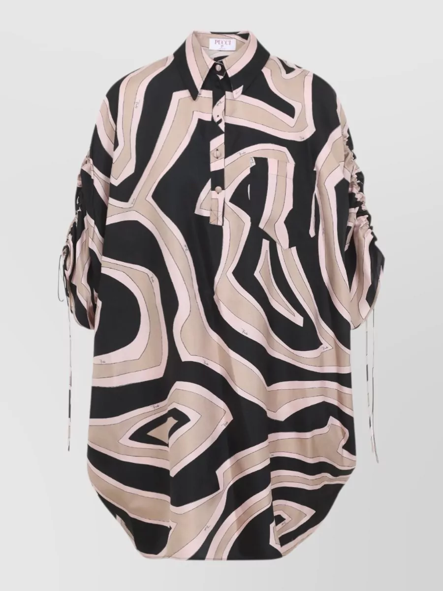 Pucci silk printed short kaftan dress