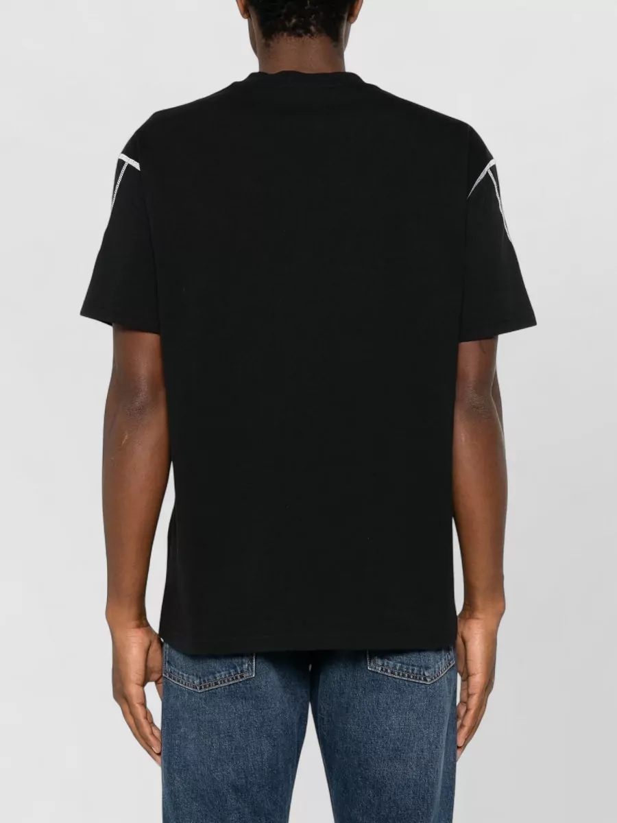 Givenchy Cotton Logo Print Contrast Stitch Short Sleeve T-Shirt