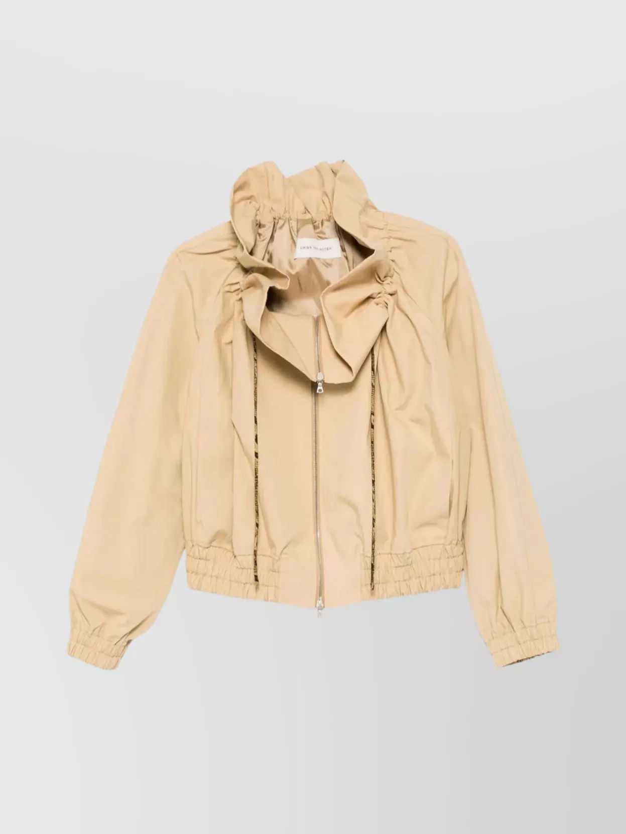 Dries Van Noten Draped jacket gathered cuffs high collar | The 