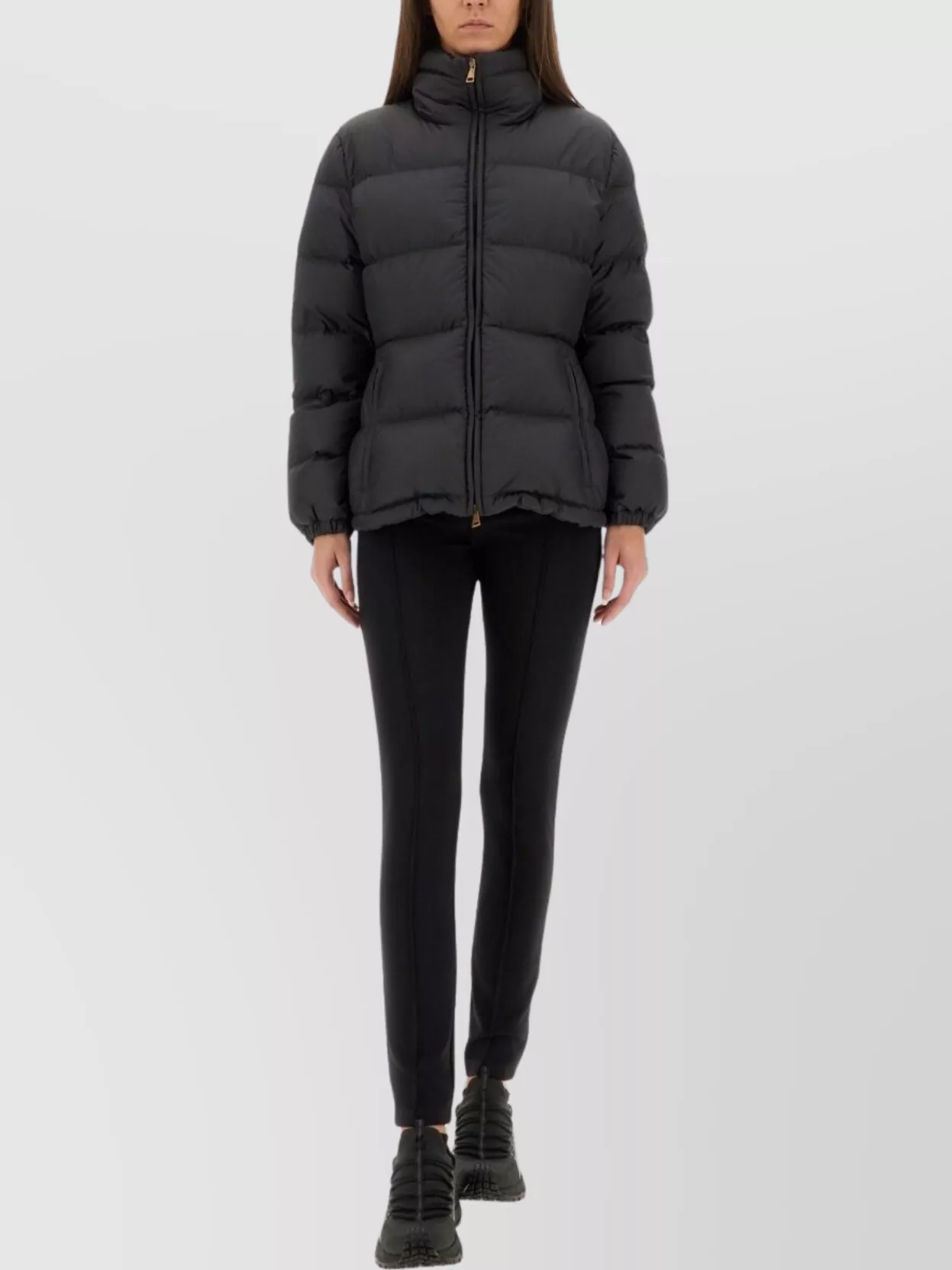 Moncler Short Puffer Jacket High Collar In Black