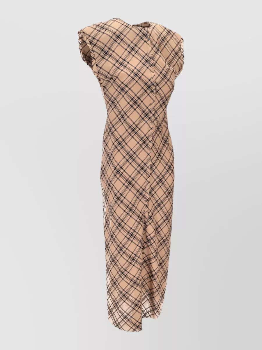 Ami Paris Long Dress Raw Edges Check Pattern