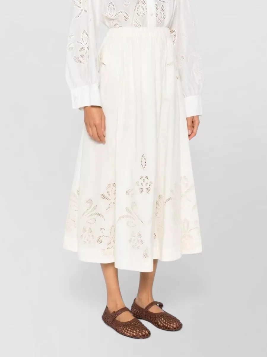 Forte Forte Embroidered Cotton A-Line Skirt