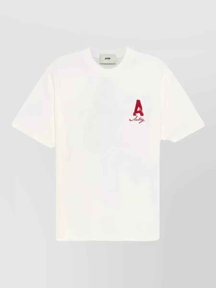 Autry ribbed crew neck logo print cotton t-shirt