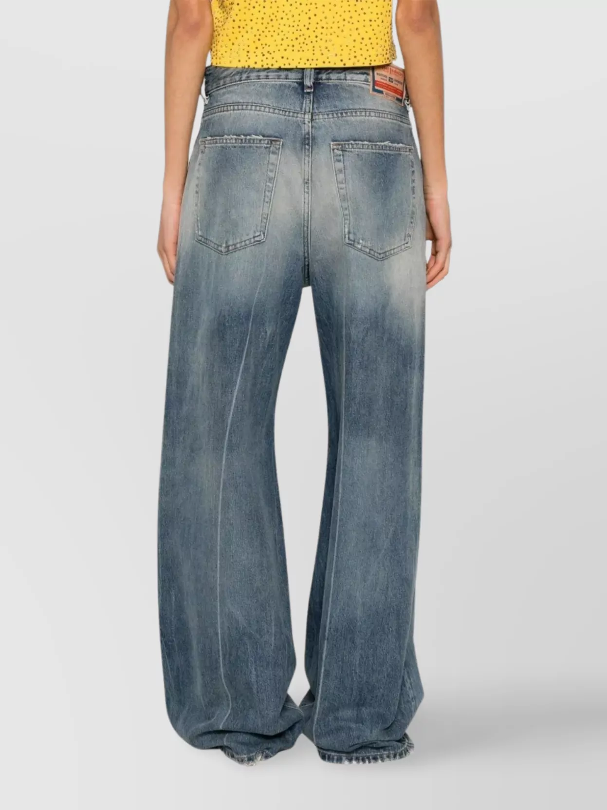 Diesel Desire Wide Leg Distressed Belted Trousers