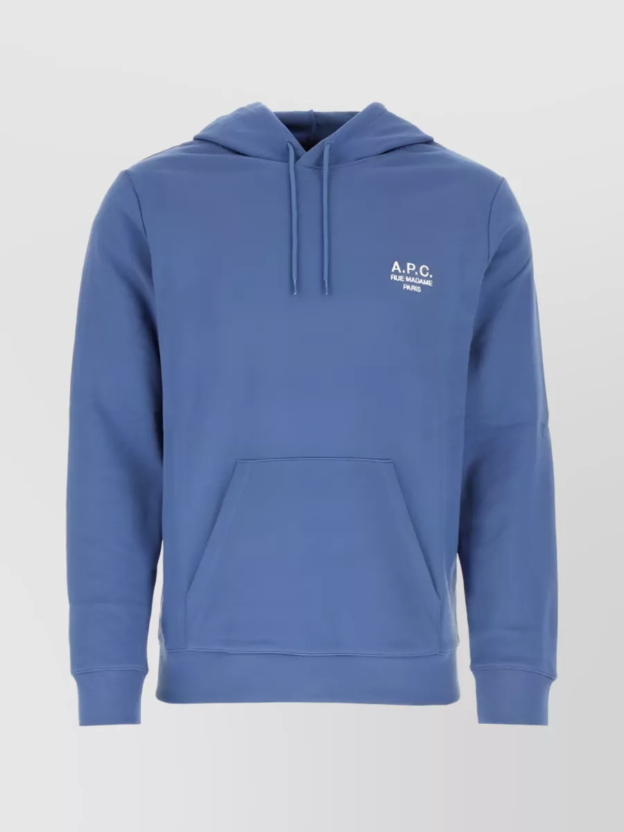 Shop Apc Effortlessly Tied Logo Hoodie In Blue
