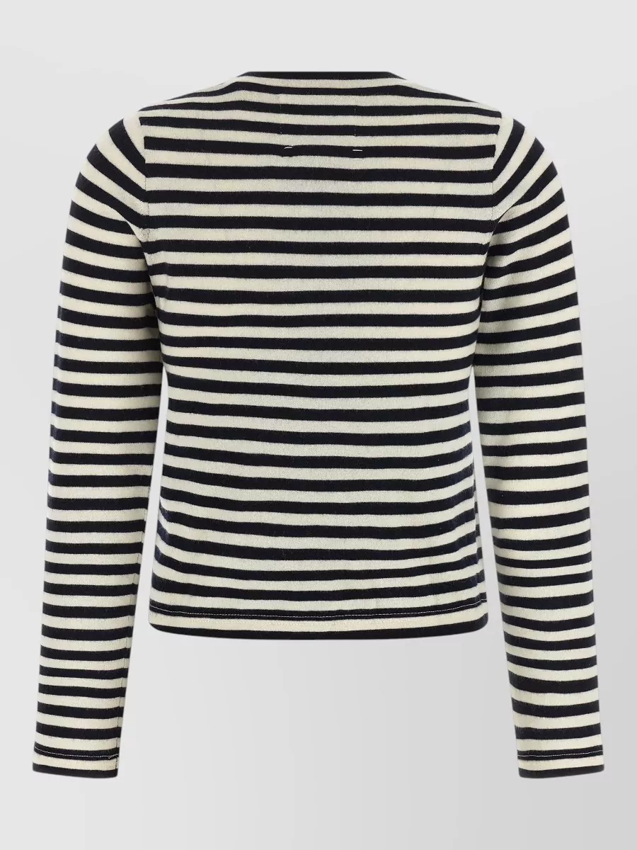 Extreme Cashmere Cashmere Breton Striped Cropped Long-Sleeve Sweater