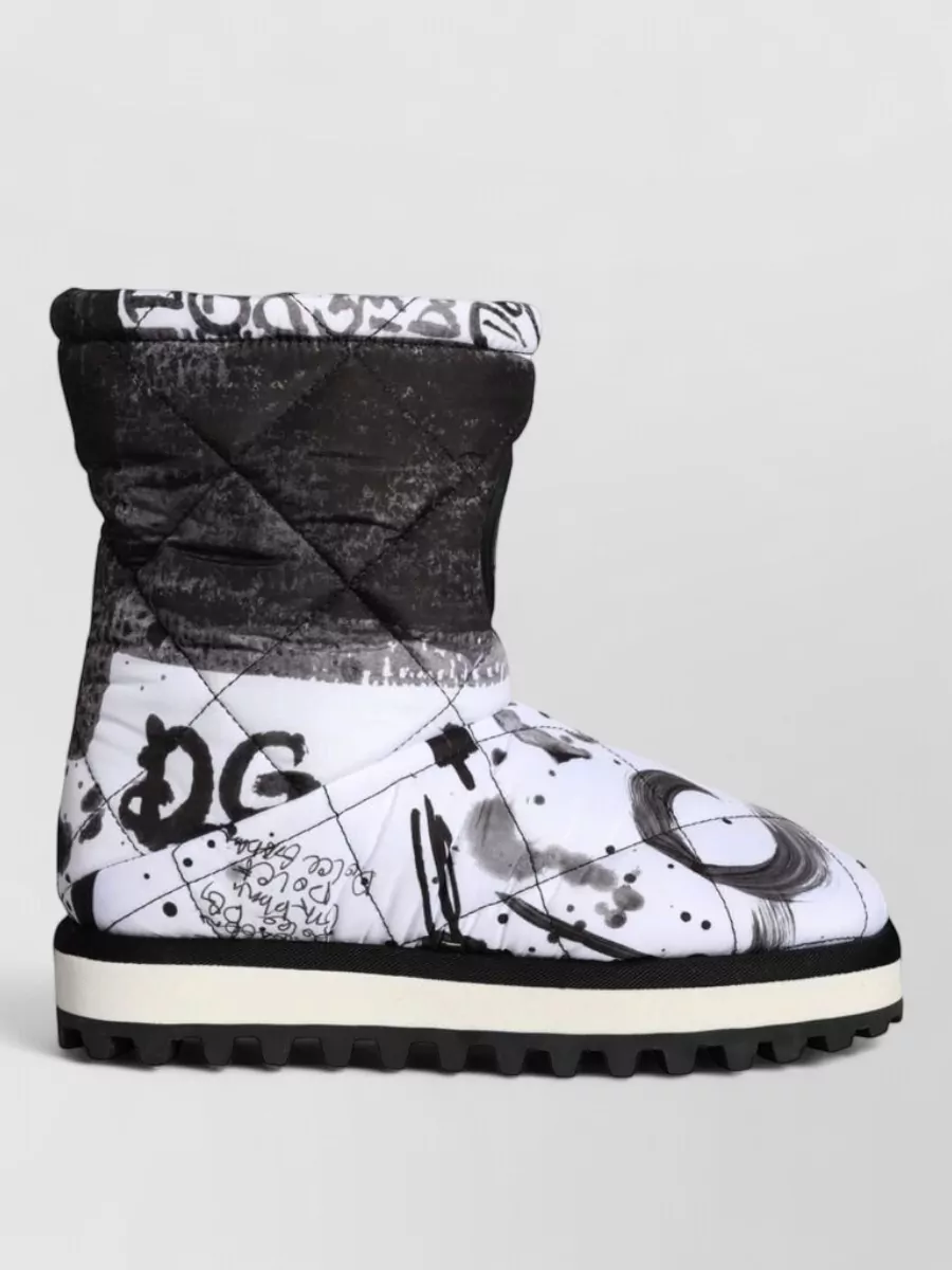 Dolce&Gabbana Quilted Logo-Print Mid-Calf Boots