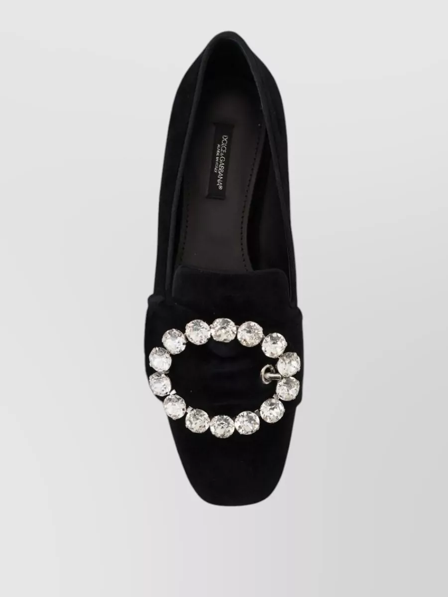 Dolce&Gabbana Crystal-Embellished Velvet Ballerina Flats