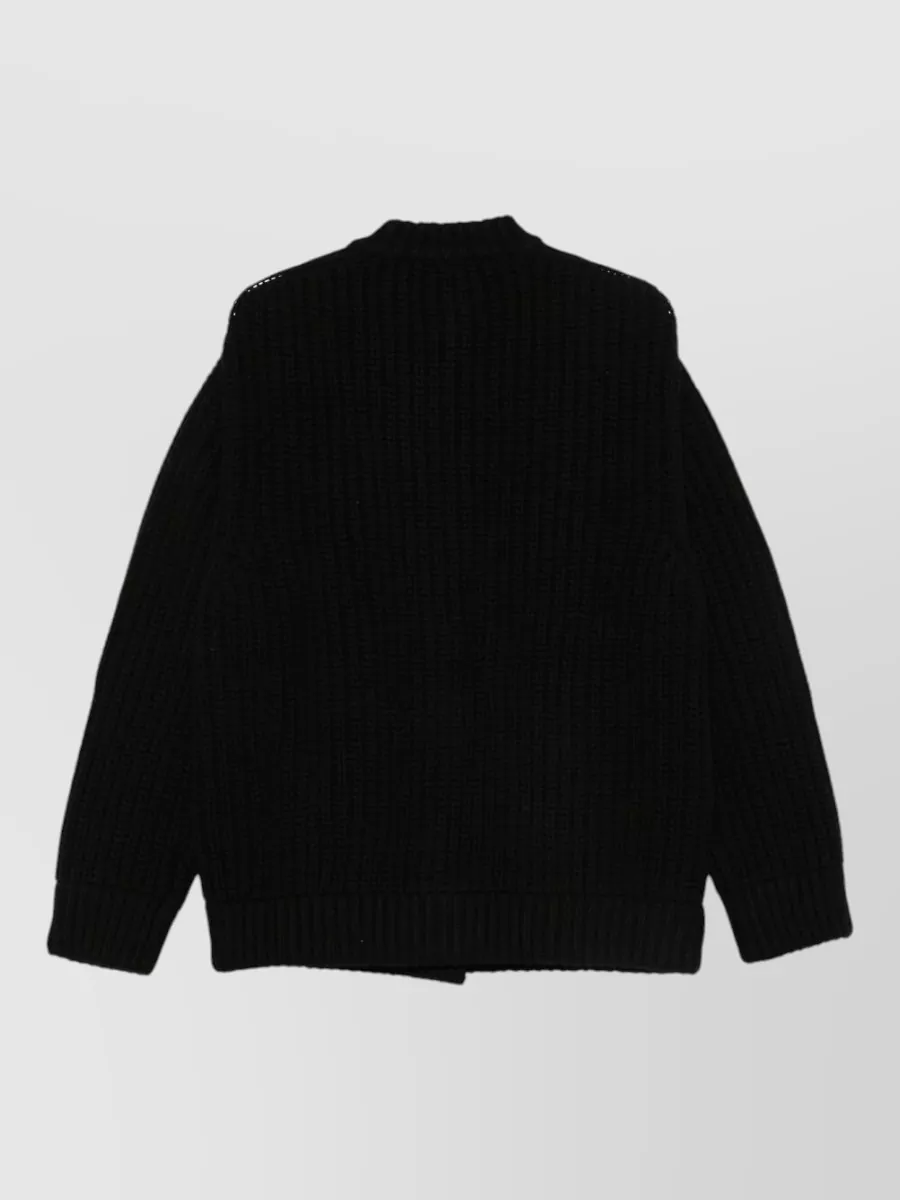 Semicouture Wool Round-Neck Long-Sleeve Cardigan