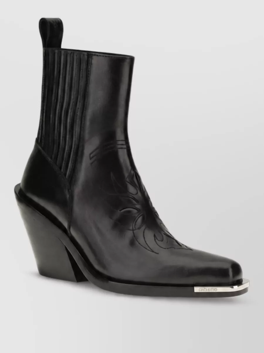 Paco Rabanne Leather Cowboy Ankle Boots