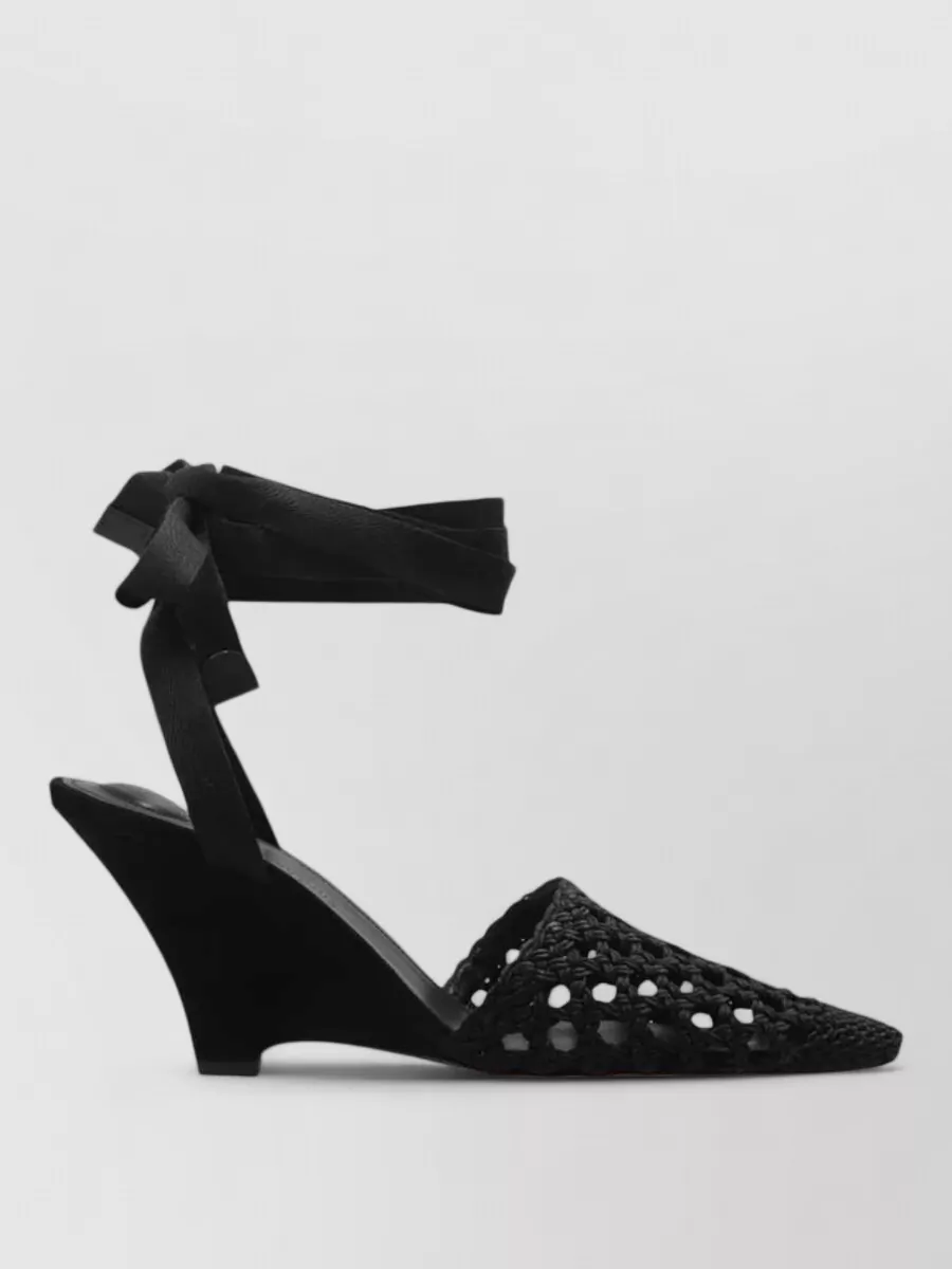 Jacquemus Woven Ankle-tie Heeled Sandals In Black