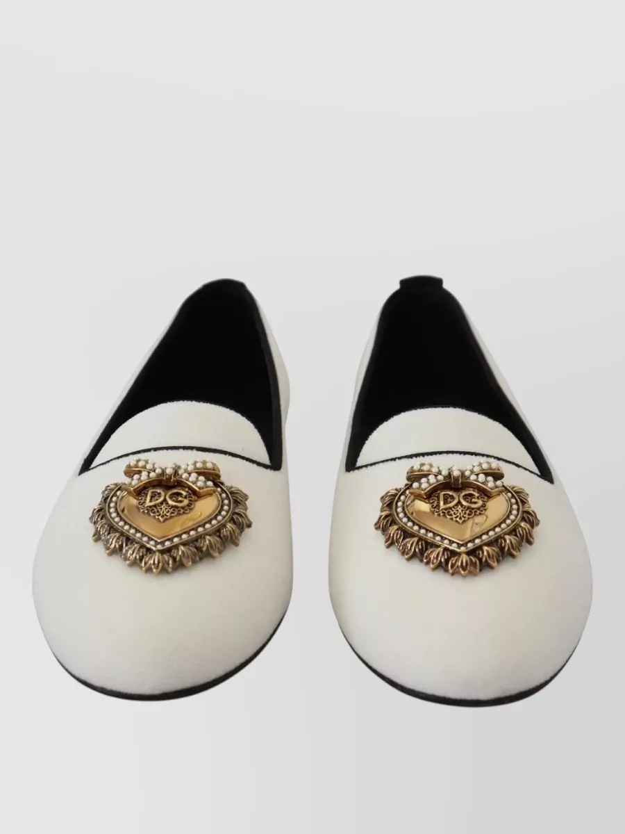 Dolce&Gabbana Velvet Embellished Ballerina Flats