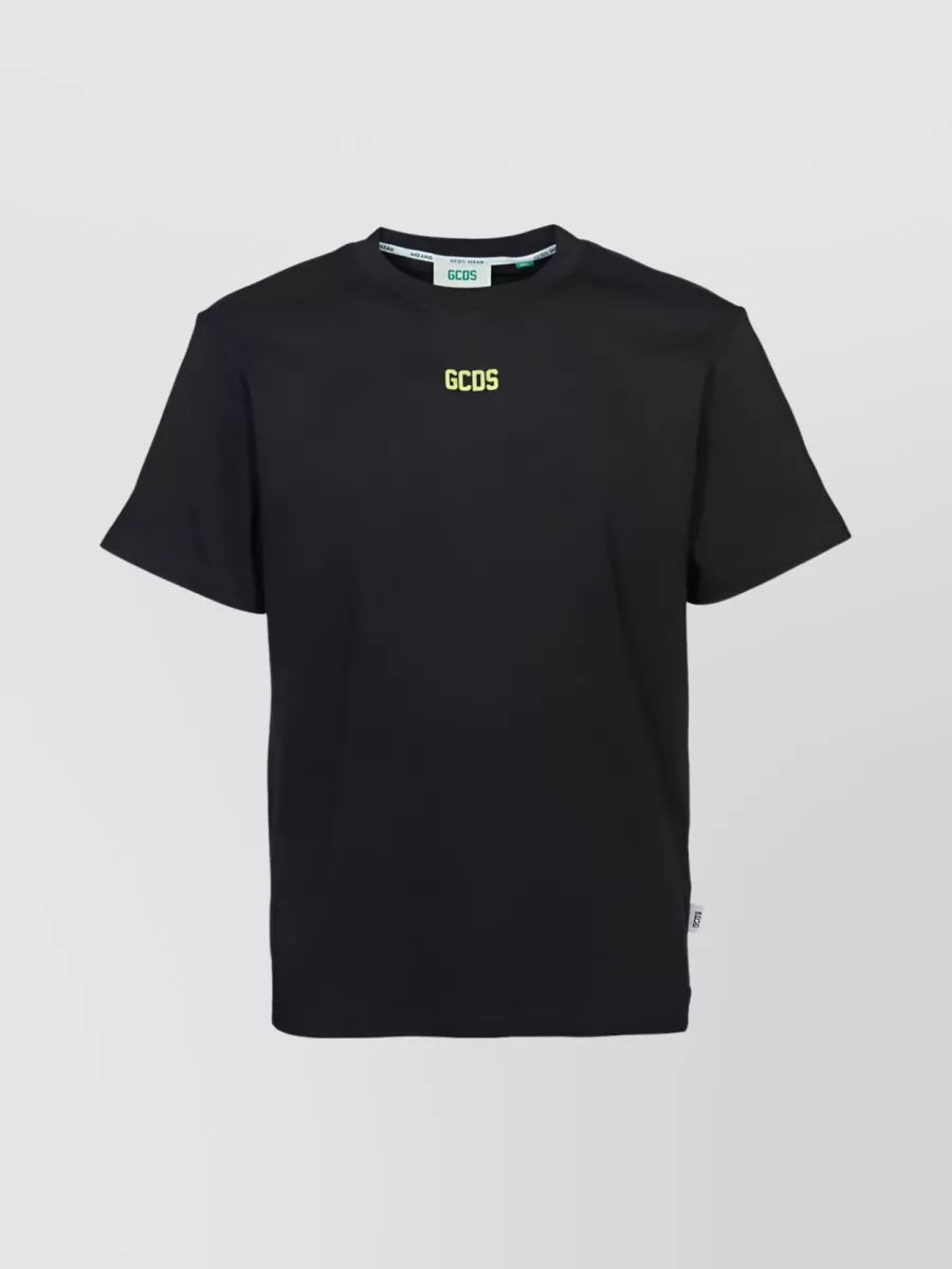 Shop Gcds Cotton Logo Print Crew-neck T-shirt In Black