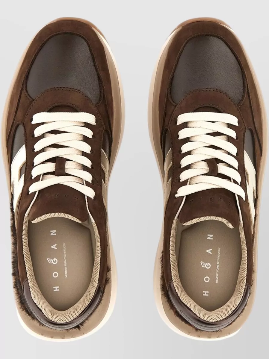 Hogan Leather Chunky-Sole Lace-Up Sneakers