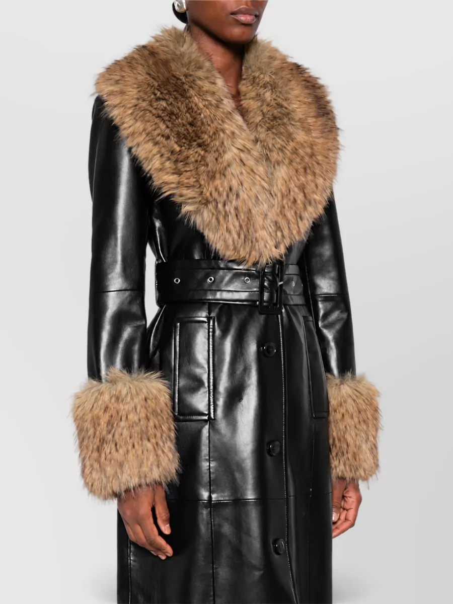 Stand Studio Faux Leather Belted Coat