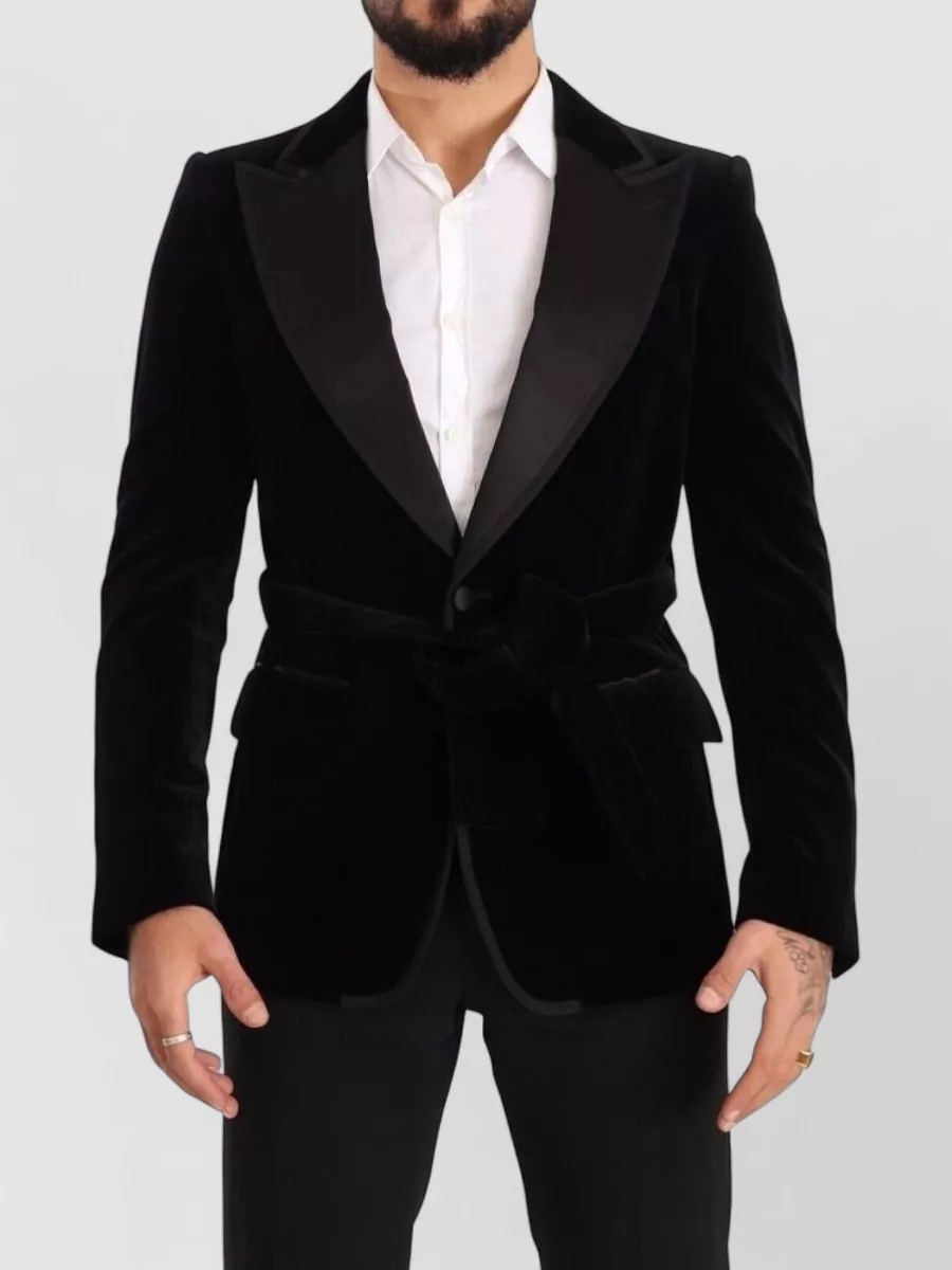 Dolce&Gabbana velvet slim-fit single-breasted blazer