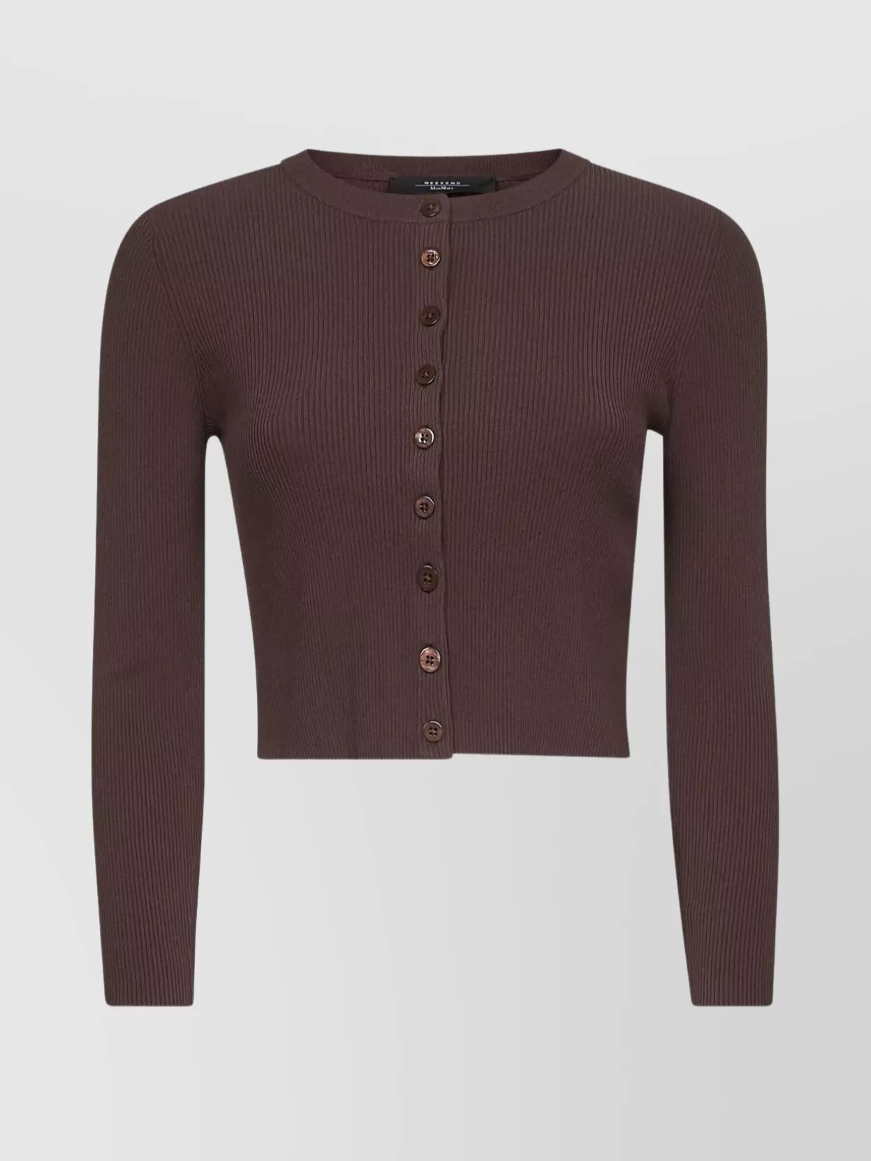 Weekend Max Mara Knitwear Cropped Ribbed Texture Long Sleeves In Brown