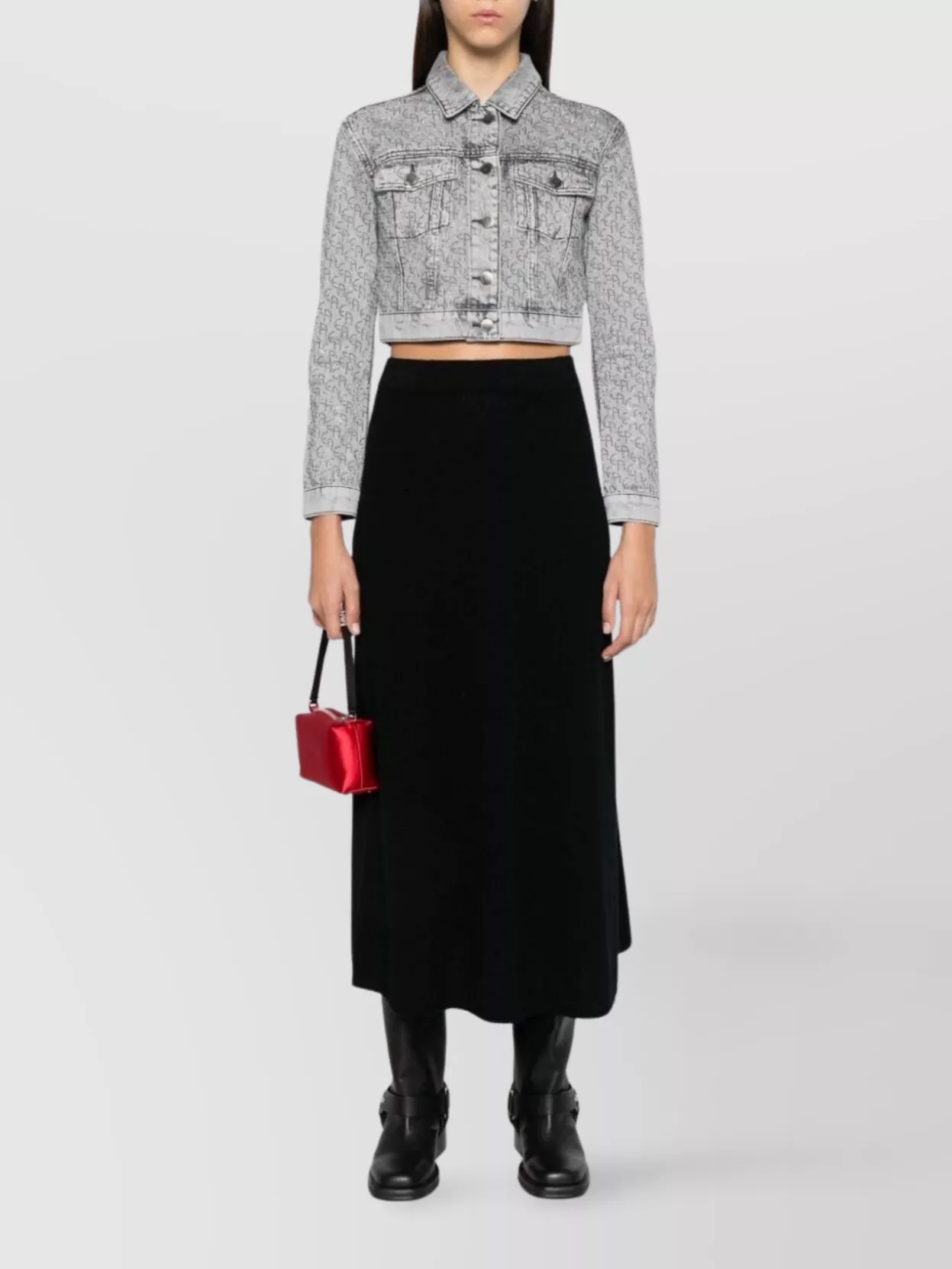 Emporio Armani Wool Blend A-Line Midi Skirt