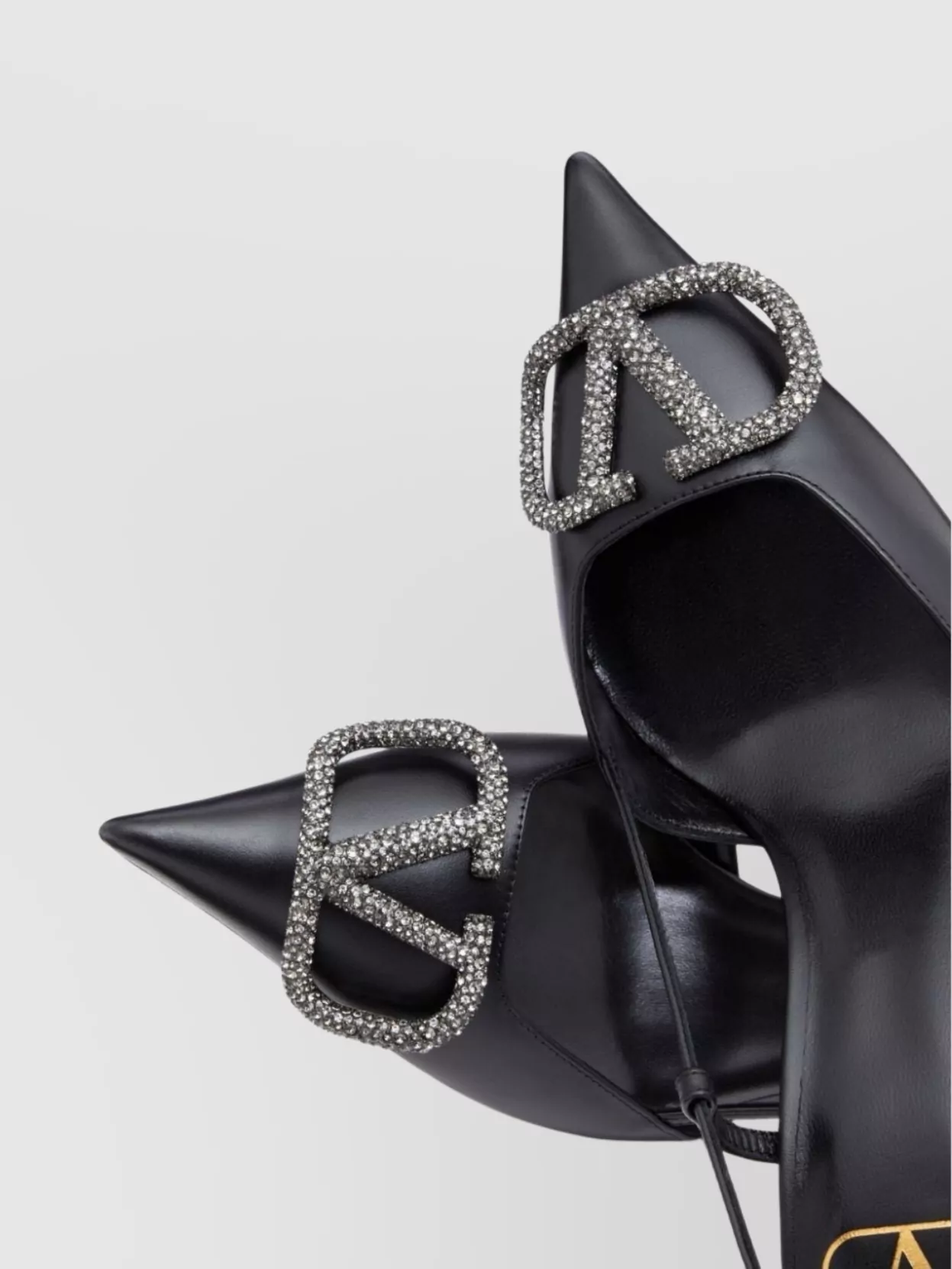 Valentino Garavani Crystal Buckle Pointed Toe Stiletto Pumps