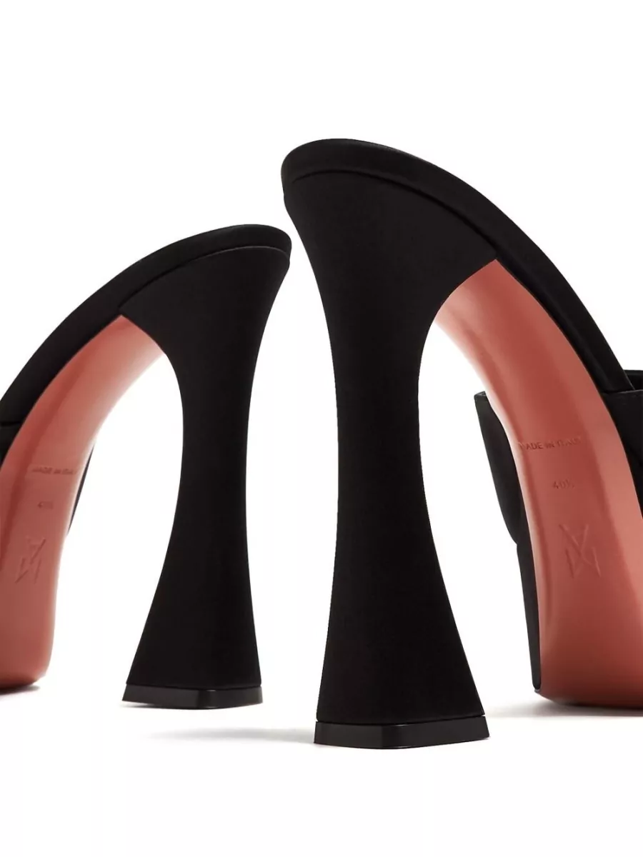 Amina Muaddi Satin Platform Mules
