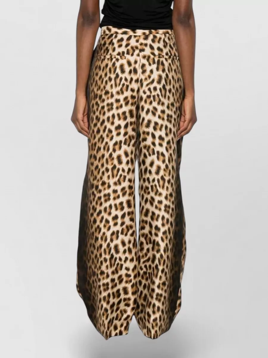Sportmax Silk Pleated Animal-Print Tailored Shorts
