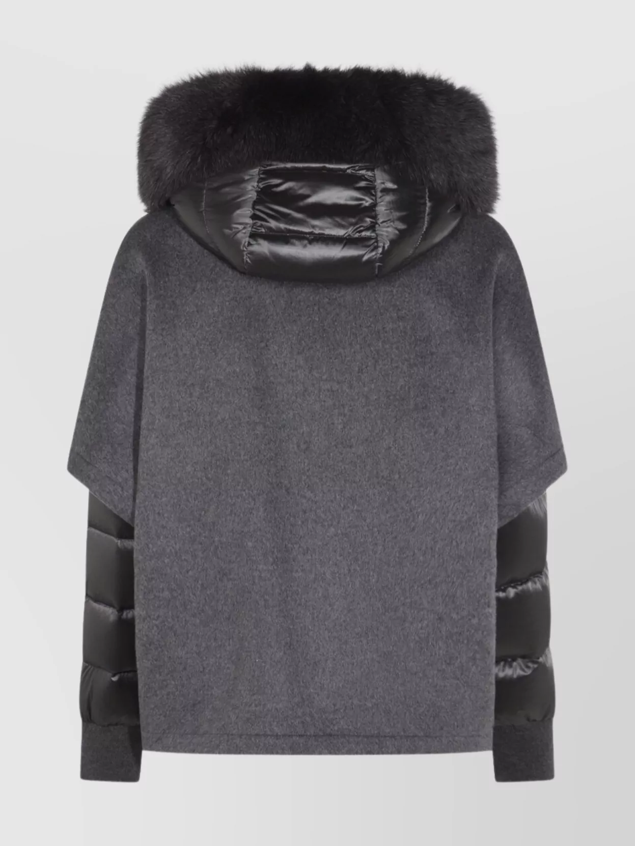 Moorer Hooded Jackets With Fur Trim And Quilted Sleeves In Gray