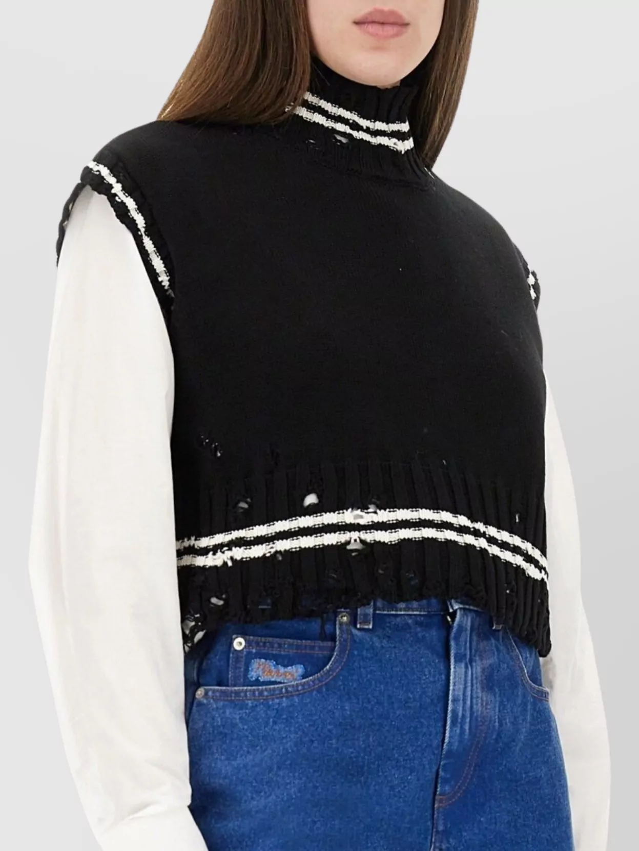 Marni Knitwear With High Neck And Fringe Detailing
