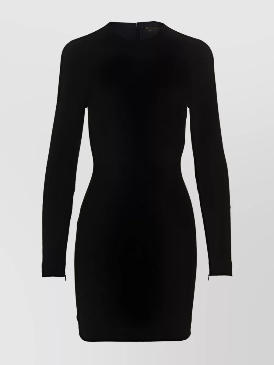 Shop Balenciaga Slim Cut Long-sleeve Dress In Black