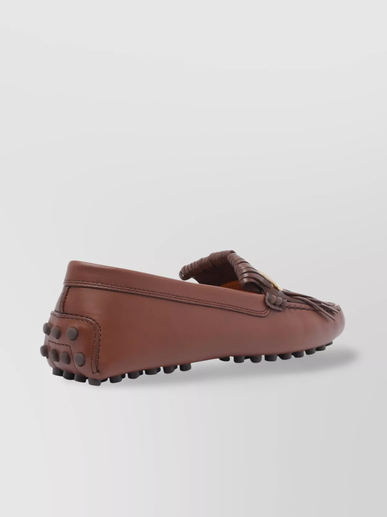Tod's Leather Loafers Fringed Metal Accent
