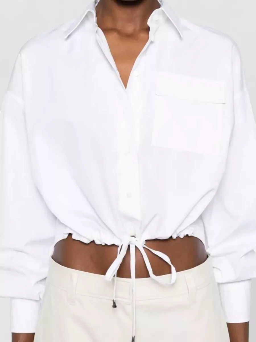 Brunello Cucinelli Cotton Long-Sleeve Drawstring Shirt