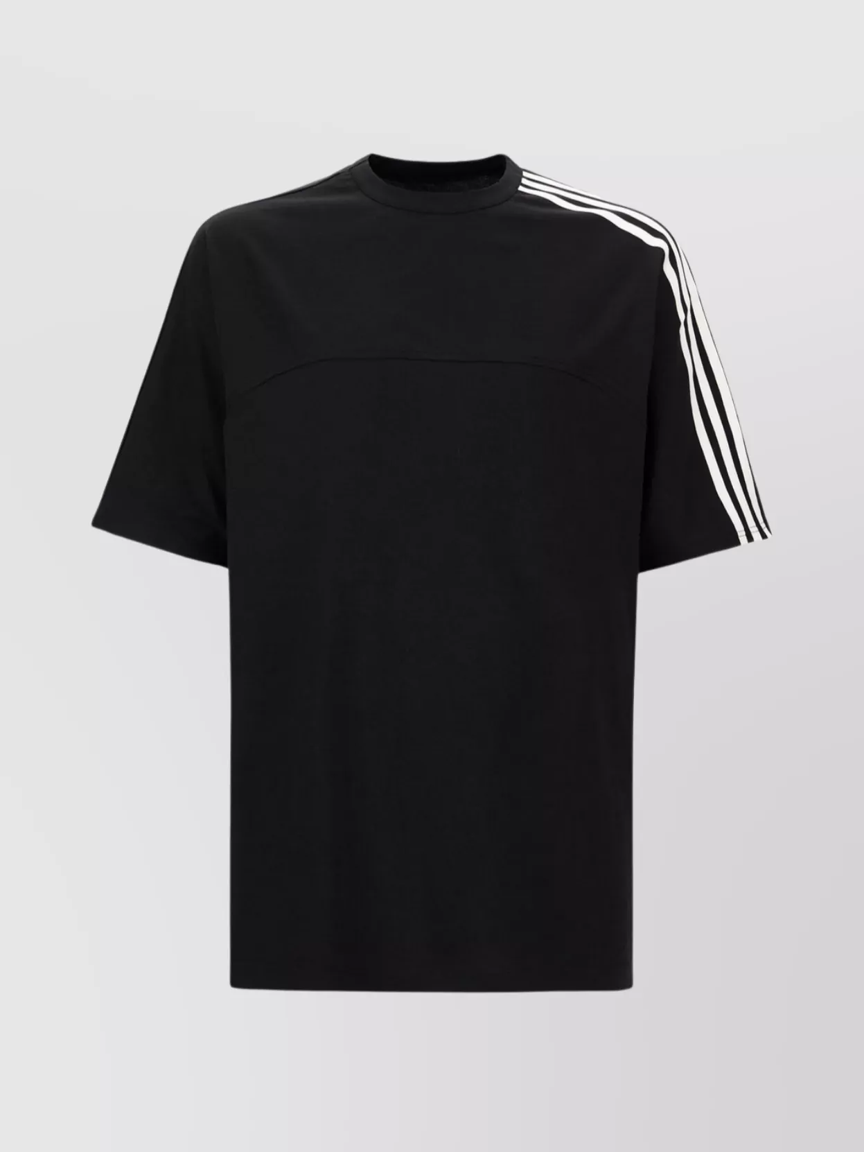 Adidas Y3 Crew Neck T-shirt Featuring Striped Detail In Black