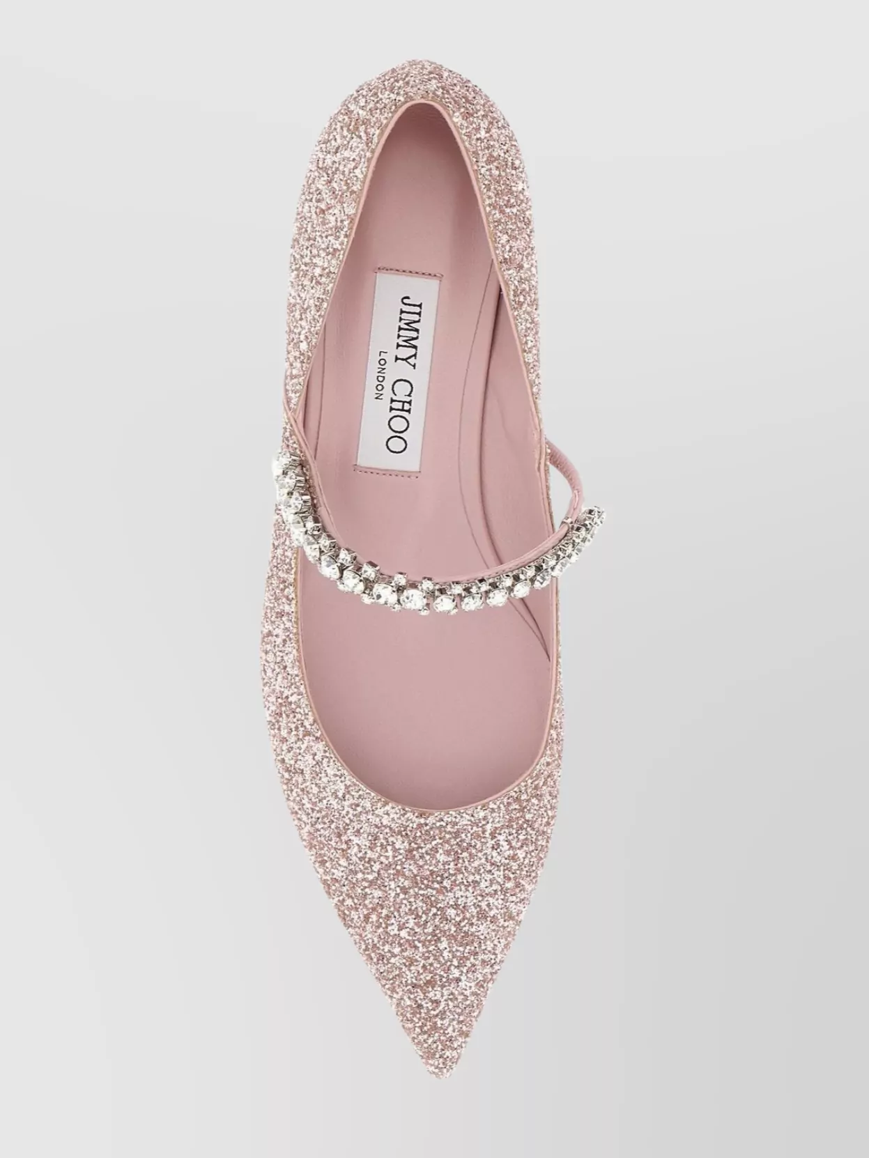 Jimmy Choo Sequin-covered Leather Ballerina Pumps With Swarovski Strap