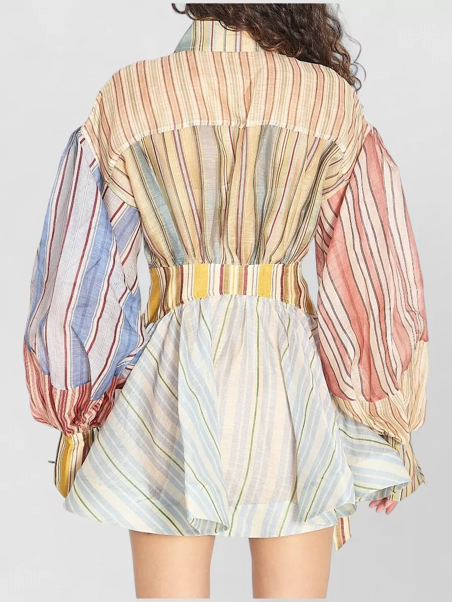 Zimmermann Striped Linen Silk Shirt Mini Dress