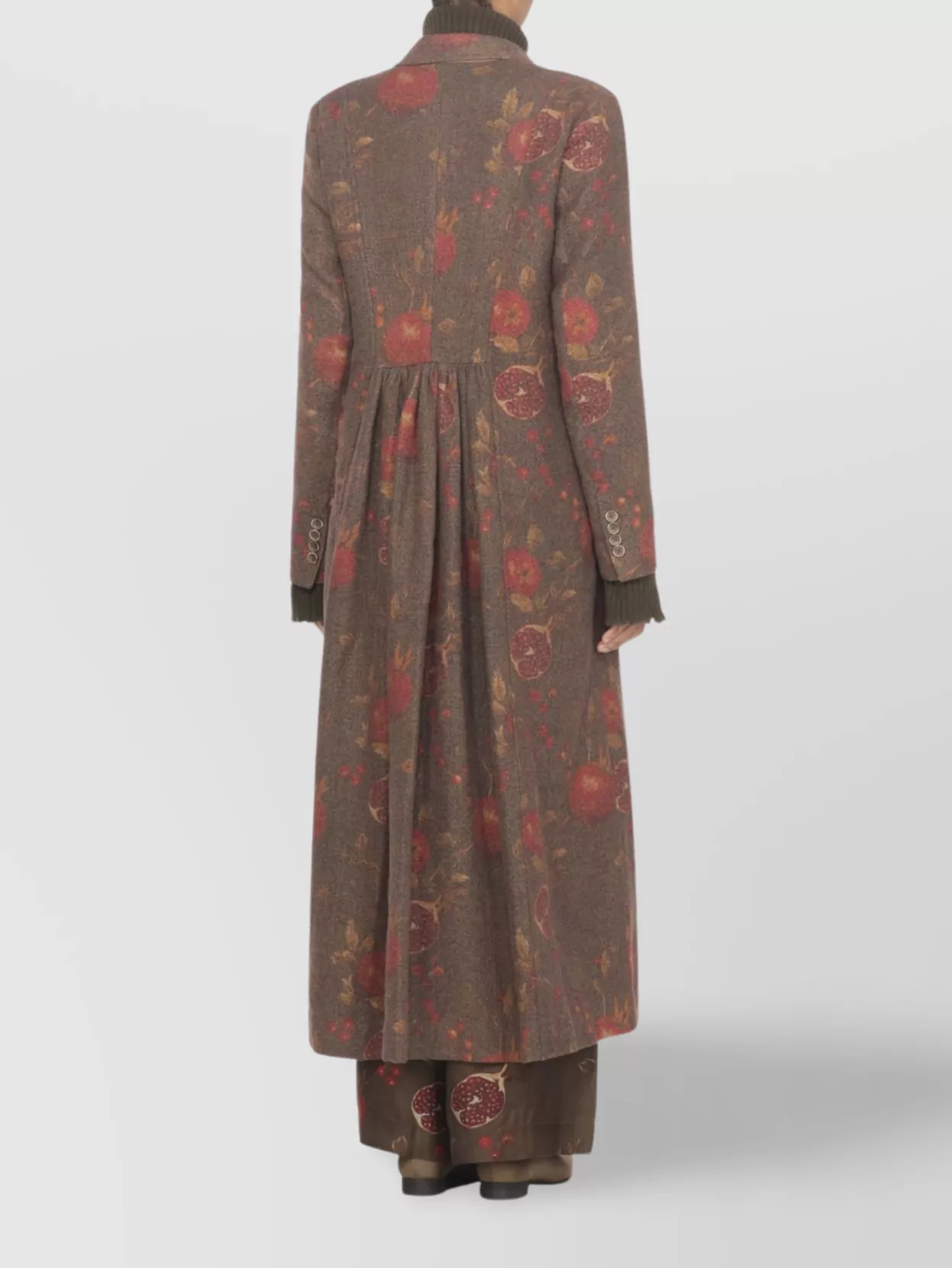 Uma Wang Double-Breasted Floral Pattern Wool Coat